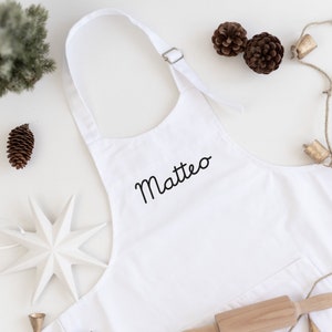 Personalized children's apron WHITE first name | Cooking apron child | Christmas | gift for kids | Bake