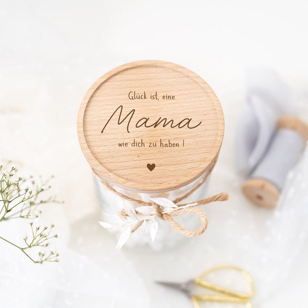 Personalisiertes Vorratsglas Keksdose Glück ist | Geschenk, Geschenk Mama, beste Mama, Geschenk Freundin, Oma, individuell