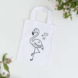 Kindertasche Flamingo (ab 5 Stk.) zum Ausmalen | Kinderbeutel | Mitgebsel Kindergeburtstag | Basteln Ausmalen Tasche | Stoffbeutel | Party