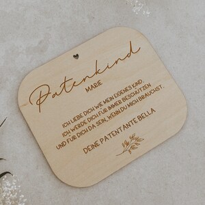 Personalisierte Holzkarte Patenkind | Patenonkel | Patentante | Personalisierter Anhänger | Geschenk Geburt | Geschenk zur Taufe