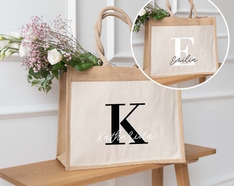 Personalisierte Jutetasche Initiale Name | Geschenktasche | Individuelle Geschenke | Shopper | Geschenk für Freundin | Mama