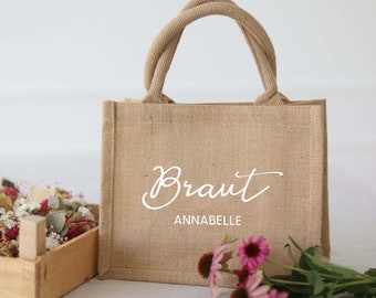 Personalisierte Geschenktasche NATUR Hochzeit | JGA | Trauzeugin | Braut | Brautmama | Brautjungfer | Goodie Bag | Geschenk