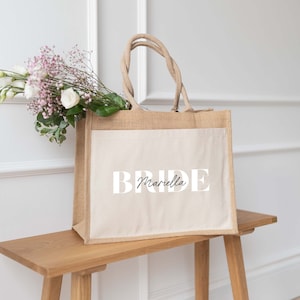 Personalisierte Jutetasche BRAUT Name | Juteshopper | JGA | Individuelle Geschenke | Hochzeit | Geschenk für Braut | Junggesellinnenabschied