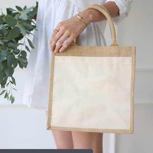 Personalized jute bag initial name Market bag Personalized gift mom Custom gifts Shopping bag image 9