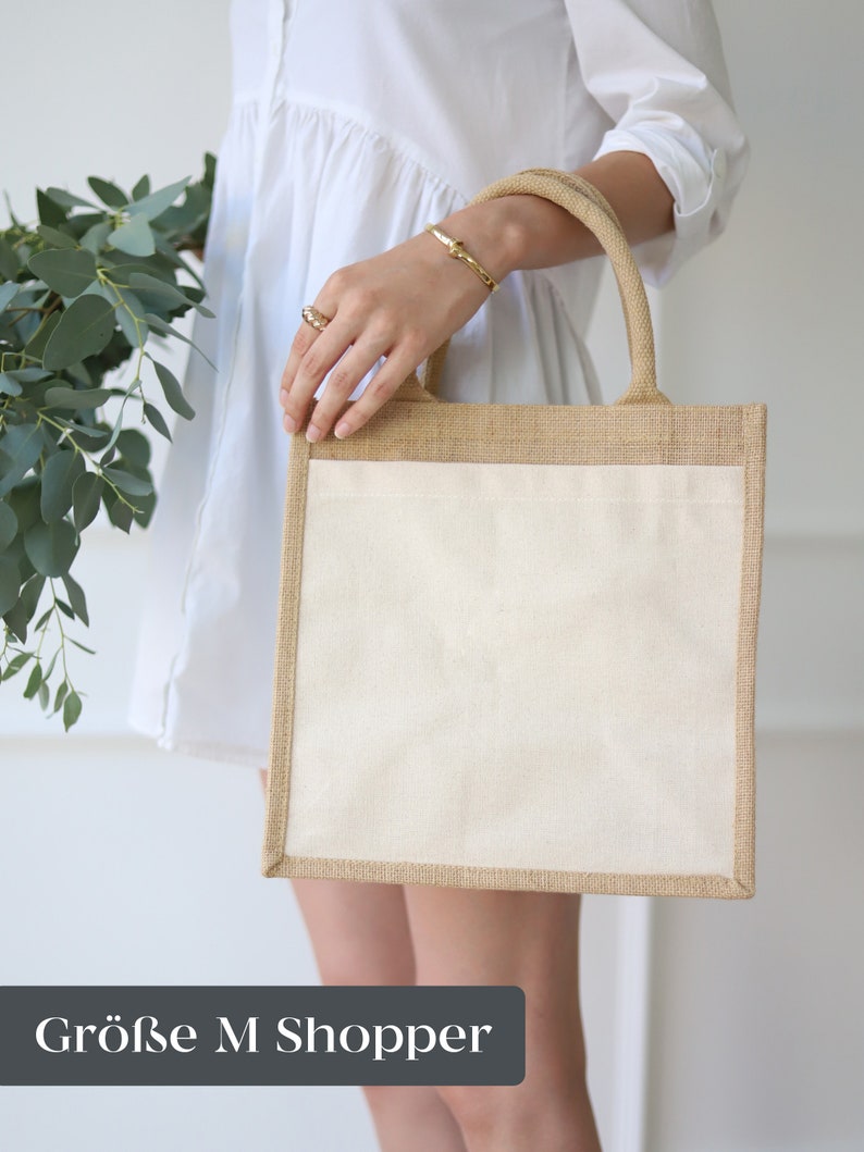 Nom initial personnalisé du sac de jute Sac de marché Maman cadeau personnalisée Cadeaux personnalisés Sac de courses image 9