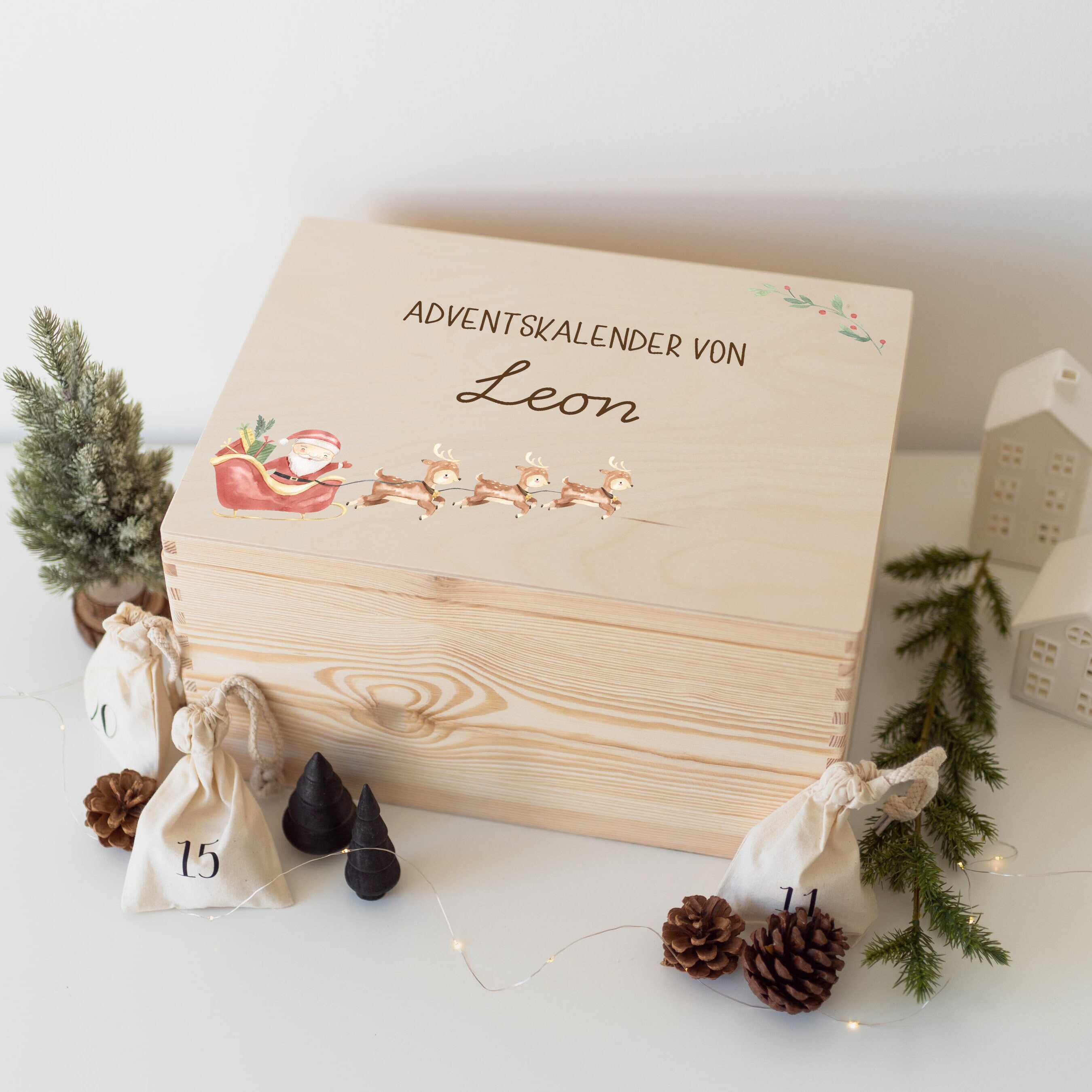 Advent calendar sleigh, children's advent calendar children, advent calendar to fill, advent calendar personalized advent box wood