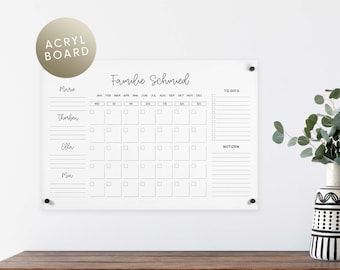 Personalisierter Acryl Kalender 'Namen' | Acrylboard | Wandkalender | Acrylglas Monatsplaner zum Beschriften