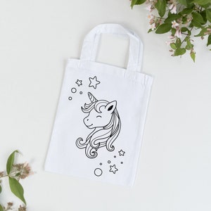 Kindertasche Einhorn (ab 5 Stk.) zum Ausmalen | Kinderbeutel | Mitgebsel Kindergeburtstag | Basteln Ausmalen Tasche | Stoffbeutel | Party