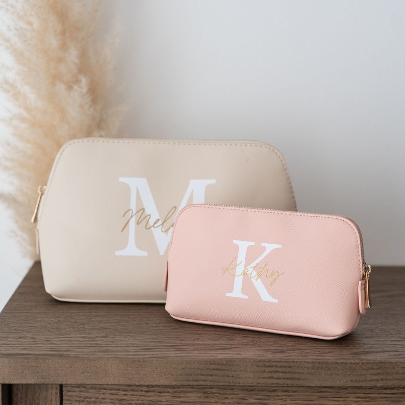 Personalized Cosmetic Bag For Her Gift Sister Mom Cosmetic Bag Toiletry Bag Birthday Gift Makeup Bag Initial Name image 1