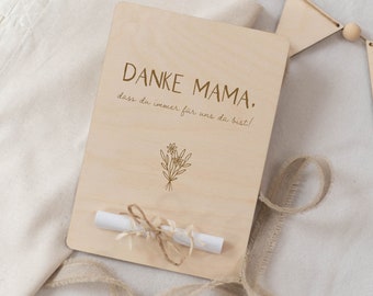 Holzkarte XL Danke Mama | Geldkarte | Beste Mama | Geschenk Mutter | Muttertag | Gutschein | Geburtstag
