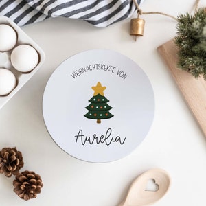 Personalized cookie jar Christmas tree round | tin can | Christmas | Pastries | Christmas present | Nicholas | Pastry tin | Children