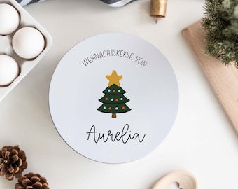 Biscottiera personalizzata Albero di Natale rotondo | barattolo di latta | Natale | Pasticceria | Regalo di Natale | Nicola | Stampo per pasticceria | Bambini