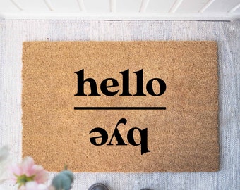 Kokosdeurmat 'Hello - Bye' | Inwijdingsfeest cadeau | Grappige deurmat | Deurmat | Grappig cadeau | deurmat