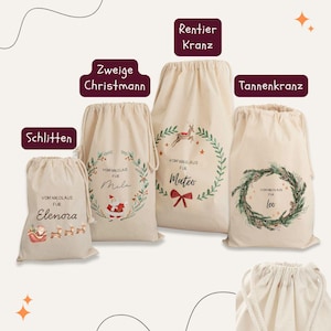 Santa Claus bag personalized COTTON, Santa Claus boot personalized, Santa Claus bag gift bag, Christmas sack, gift bag name image 2
