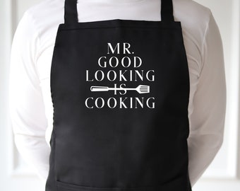 Tablier de cuisine NOIR Mr. Good Looking | Cadeau de tablier de cuisine | Fête des Pères | cadeau pour papa | Tablier barbecue