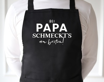 Küchenschürze SCHWARZ Bei Papa | Kochschürze Geschenk | Vatertag | Geschenk für Papa | Grillschürze