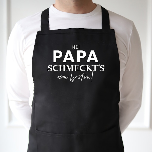 Küchenschürze SCHWARZ Bei Papa | Kochschürze Geschenk | Vatertag | Geschenk für Papa | Grillschürze