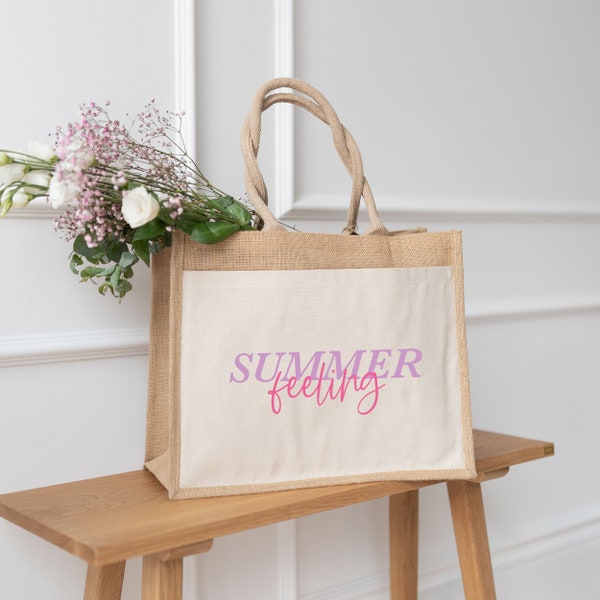 Jutetasche Summer Feeling | Markttasche | Geschenke | Strandtasche | Einkaufstasche | Freundin Geschenk | Jute Shopper | Tasche Urlaub