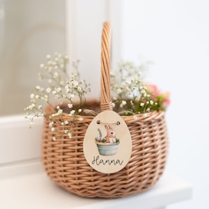 Personalized Easter basket with tag and basket | Bunny in the basket | Wooden sign baby child Easter bag gift idea | easternest