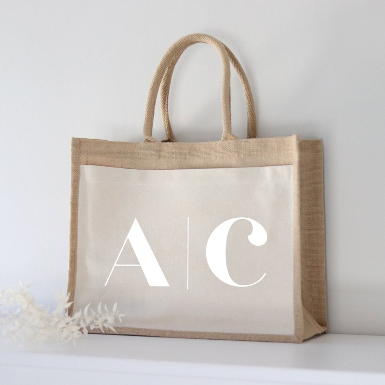 Personalized jute bag Two initials | Market bag | Gift | Individual gifts | Shopping bag 