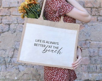 Jutetasche Life Is | Markttasche | Geschenk | Individuelles Geschenk | Einkaufstasche | Strandtasche Geschenk | Jute Shopper | Geschenk