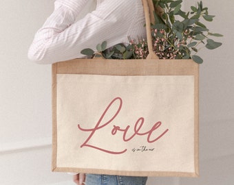 Jutetasche Love in the air | Markttasche | Geschenk | Individuelles Geschenk | Einkaufstasche | Strandtasche | Jute Shopper | Valentinstag