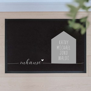 Personalized Fabric Doormat Cottage -Black- | Indoor mat housewarming gift | Wedding gift | Individual door mat