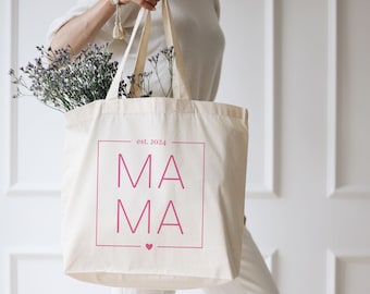 Gepersonaliseerde stoffen tas NATURE MAMA jaar | Winkelaars | Boodschappentas | Moederdag | Cadeau voor mama | Luiertas | strandtas