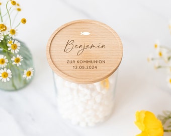 Personalized storage jar Communion Confirmation | Cookie jar Cash gift | Baptism | Confirmation | Individual gift Beechwood Farewell