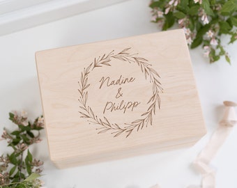 Geheugenbox trouwkrans met namen, cadeau voor pasgetrouwden, huwelijkscadeau, huwelijksritueel, huwelijkscadeau, huwelijkspost