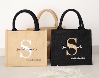 Borsa personalizzata mini iuta Iniziale Bridetobe NATURE | Borsa da mercato | | regalo Regali individuali | Shopping bag | | matrimonio JGA ·