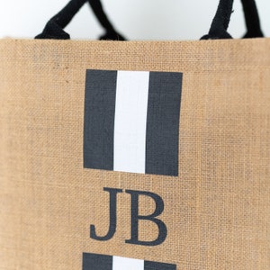 Personalisierte Jutetasche Black Stripes NATUR-SCHWARZ Markttasche Geschenk Individuelle Geschenke Einkaufstasche Hochzeit Bild 2
