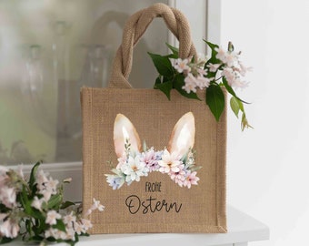Gift bag NATURE XS Happy Easter bunny ears | Easter gift for children | Easter basket | Children's bag | Jute bag | Easter basket