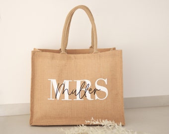 Personalisierte Jutetasche MRS Name NATUR | Markttasche | Geschenk | Individuelle Geschenke | Einkaufstasche | Hochzeit | JGA Geschenk