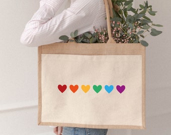 Jutetasche PRIDE Herzchen | Markttasche | Geschenk | Individuelles Geschenk | Einkaufstasche | Strandtasche | Jute Shopper | Valentinstag