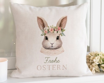 Kissen | Hase Blumenkranz Frohe Ostern | Ostern | Einzug  | Osterdekoration | Kissen | Dekokissen | Frühling | Deko | Dekoration