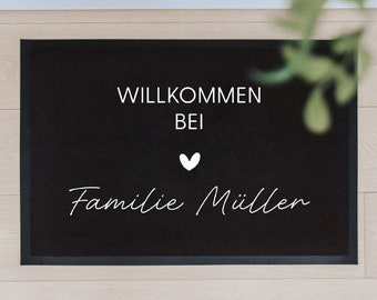 Personalisierte Stoffmatte Familienname, Geschenk zum Einzug Hochzeitsgeschenk, Türmatte Individuell, Weihnachtsgeschenke Fußmatte