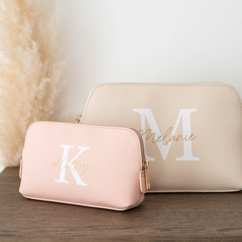 Personalized Cosmetic Bag For Her Gift Sister Mom Cosmetic Bag Toiletry Bag Birthday Gift Makeup Bag Initial Name image 5