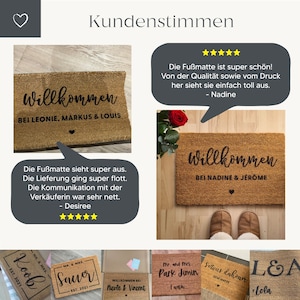 Personalisierte Kokos Fußmatte 'Wäscheleine' Willkommen Herz Indoor Matte Geschenk zum Einzug Hochzeitsgeschenk Türmatte Bild 3