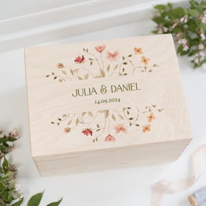 Herinneringsdoos bruiloft wilde bloemen, cadeau bruid en bruidegom, huwelijkscadeau, huwelijksritueel, huwelijkscadeau, huwelijkspost