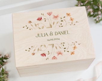 Scatola ricordo per il matrimonio con fiori di campo, regalo per gli sposi, presente di nozze, rituale nuziale, regalo di nozze, posta di nozze