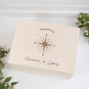 Bússola de viagem com caixa de memória, presente para noivos, presente de casamento, presente para quem gosta de viajar, lembrança de viagem, ano no exterior, viagem ao redor do mundo