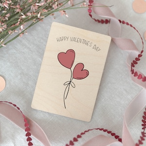 Holzkarte Herz Luftballon | Karte aus Holz | Valentinstag | Geschenk zum Valentinstag | Karte Valentinstag | Holzkarte | Jahrestag | Paare