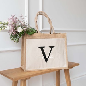 Personalisierte Jutetasche Initial Wäscheleine Geschenktasche Individuelle Geschenke Shopper Geschenk für Freundin Mama Bild 2