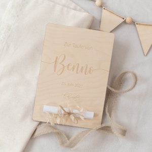 Personalisierte Holzkarte XL Taufe Zweig Geldgeschenk | Geldkarte | Glückwunschkarte | Karte | Holz | Geschenk zur Taufe | Baby