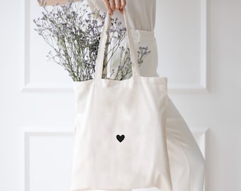 Sac en tissu coeur | Sac à provisions | Cadeau petite amie | Maman | Sac en tissu | durable