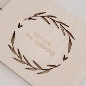 Holzkarte Kranzliebe | Muttertag | Mama Grußkarte | Mutter | Muttertagsgeschenk