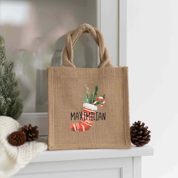 Personalisierte Geschenktasche NATUR XS Nikolausstiefel Name | Weihnachten | Nikolaus | Nikolaussack | Geschenktüte