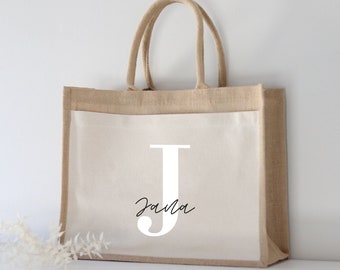 Personalized Jute Bag Initial Name | Market Bag | Personalized Gift for Mom | Custom Gifts | Shopping Bag
