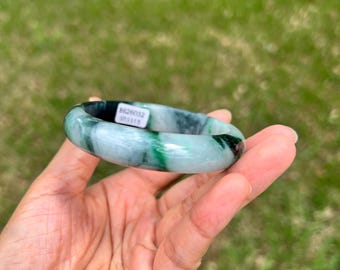 Pulsera rígida de jadeíta natural de grado A, color verde hielo, 57,2 mm, H71